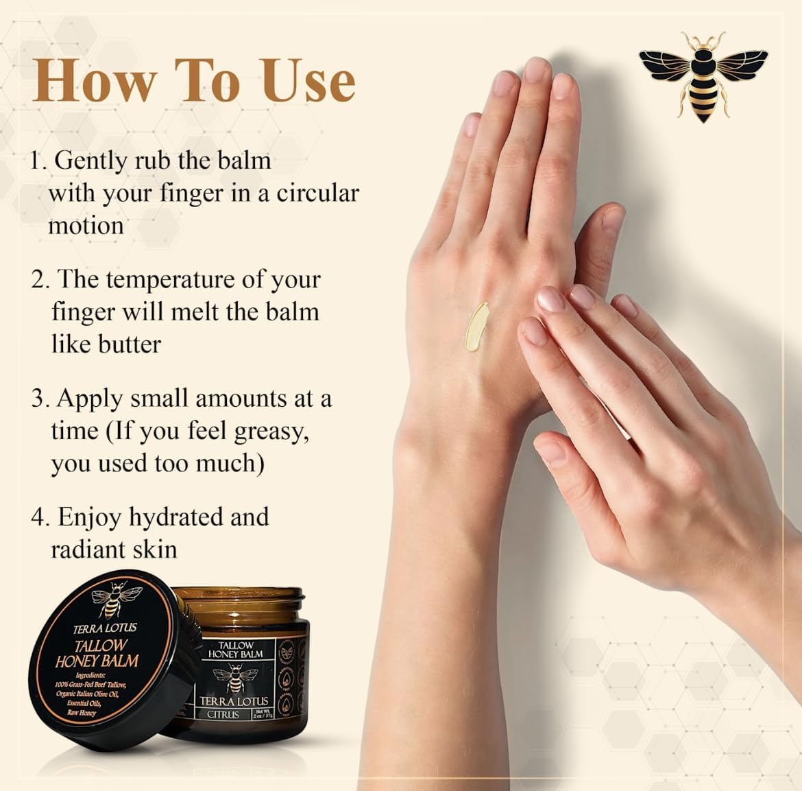 Aphrodite Grass-Fed Tallow & Honey Moisturizing Balm – 57 ml